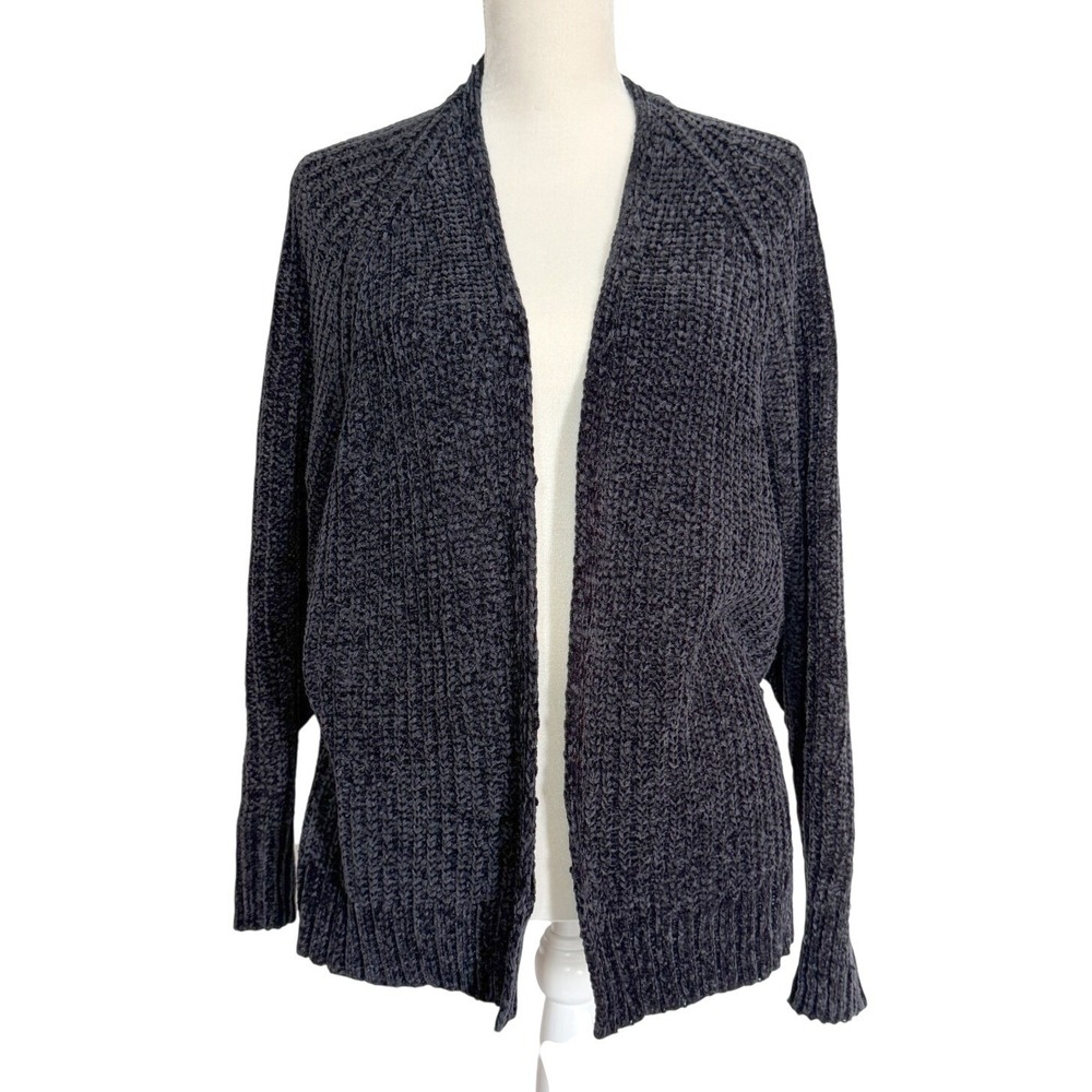 Urban Outfitters Womens S Black Chenille Open Front Cardigan Cozy Lounge Relaxed